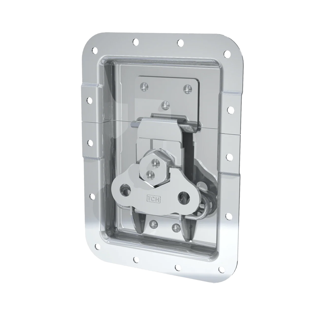 Large Recessed Low Mount Twist Catch with 1-inch Offset and Kick-out Spring