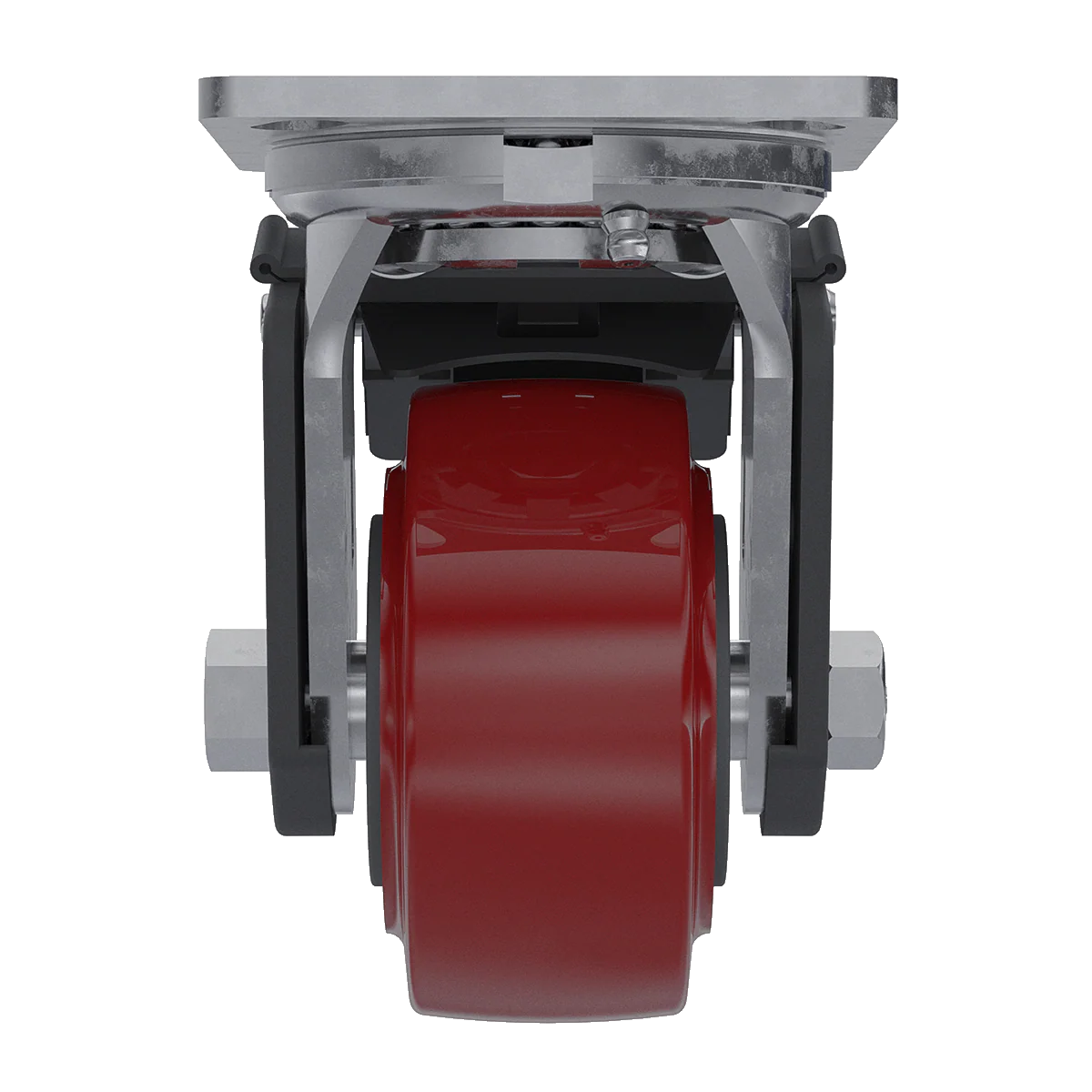 4 x 2-inch Maroon Polyurethane Swivel Caster with Wheel Brake - Image 3