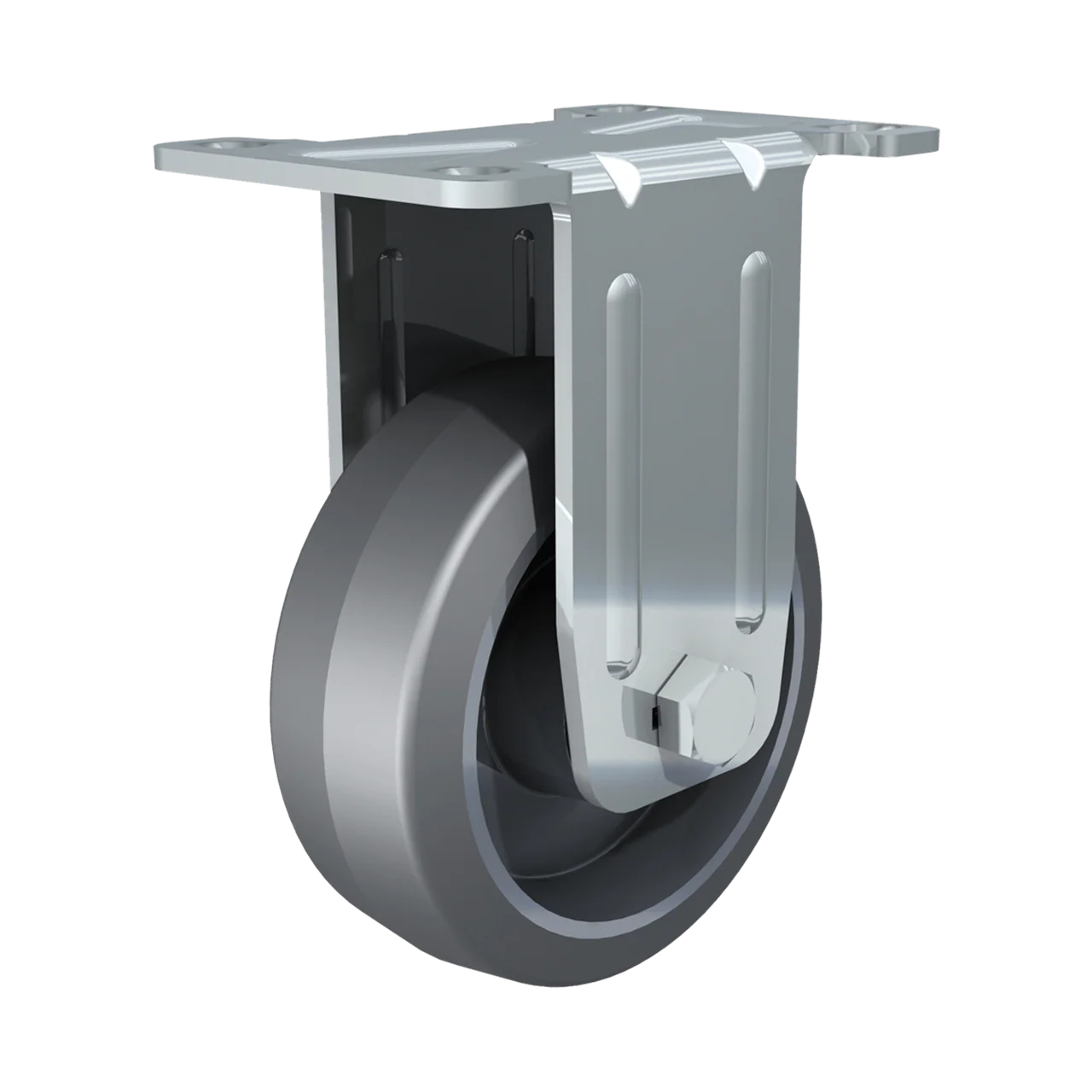 3-1/2-inch Rigid Caster with Gray Tire and Aluminum Core