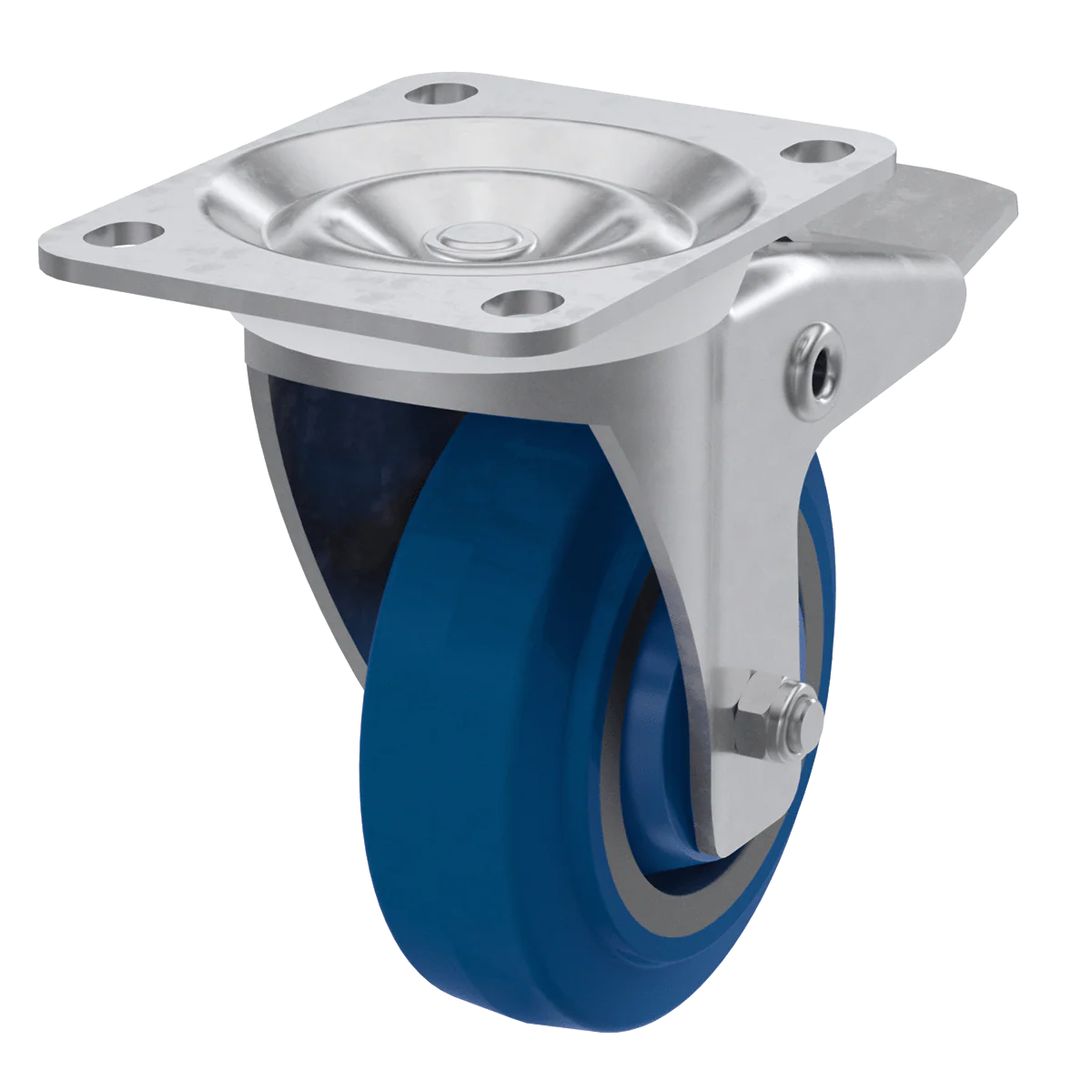 4in TCH Blue Swivel Caster and Brake Kit - Image 4
