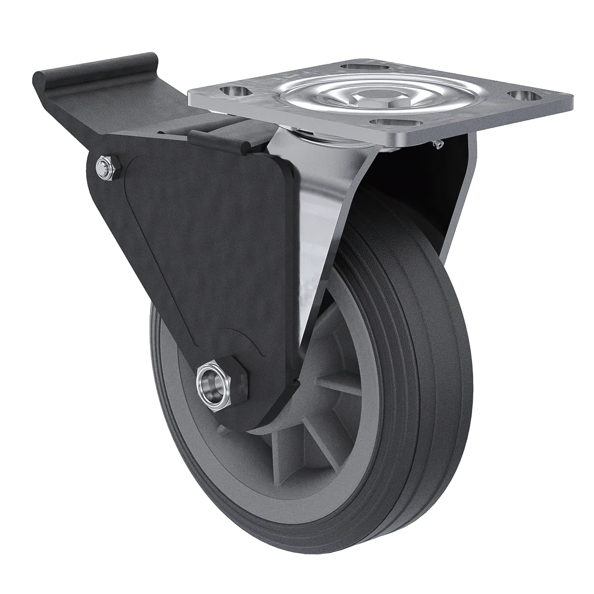 6-inch Flat Free Swivel Caster with Total Lock Brake - Image 5