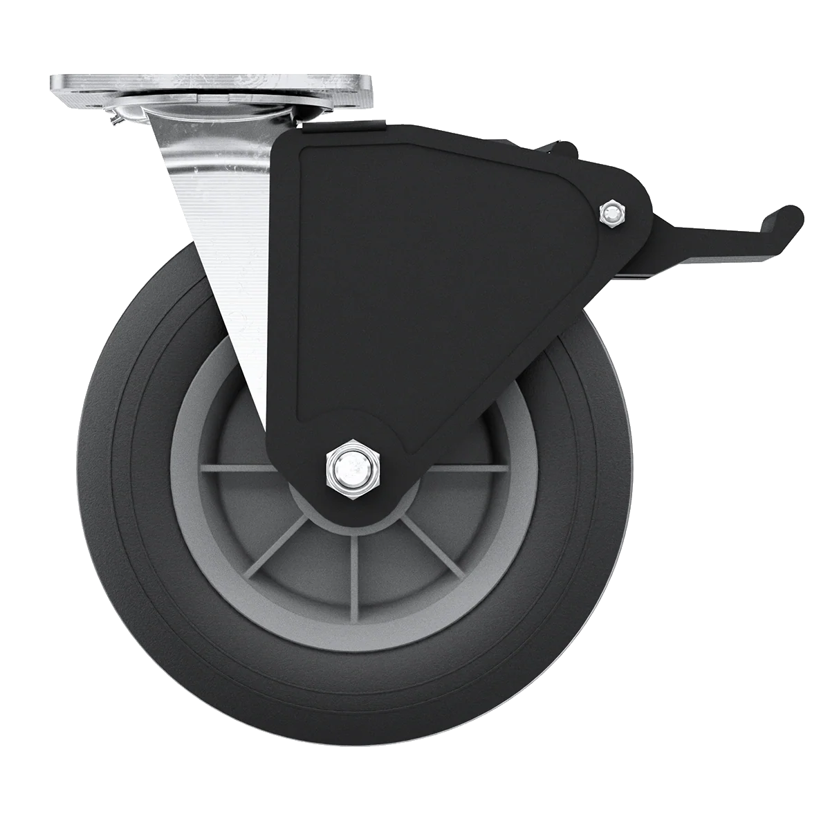 8in Flat Free Field Caster with Wheel Lock Brake Kit - Image 3