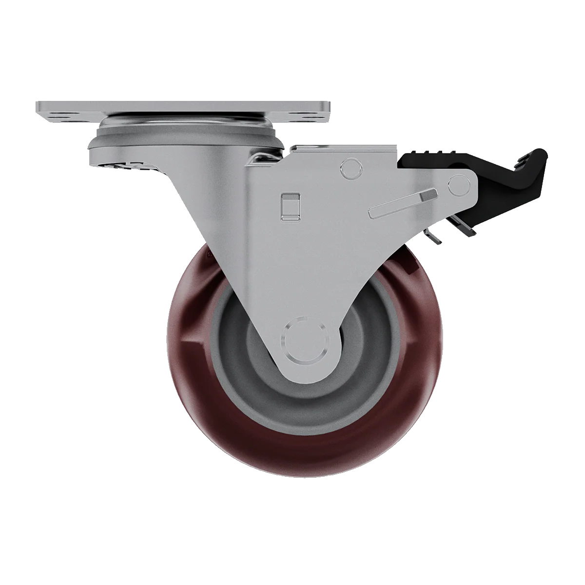 3-1/2-inch x 1-1/4-inch Polyurethane Swivel Caster with Total-Lock Brake - Image 2