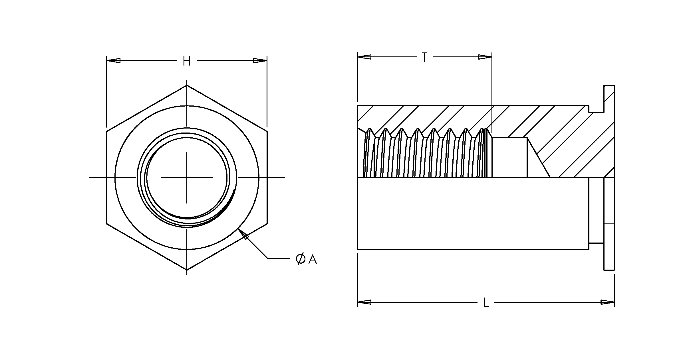 Self-Clinching Standoff, Blind Thread, Steel, Zinc, 6-32 x 0.312, Hole Dia.: 0.213, 100 Pack - Image 2