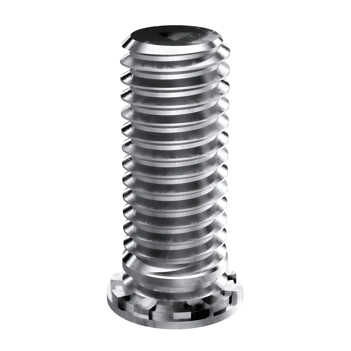 Self-Clinching Stud, Flush Head, Steel, Zinc, 10-32 x 0.500, 100 Pack