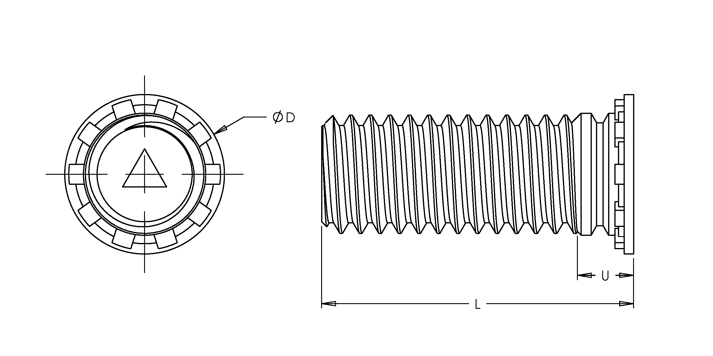 Self-Clinching Stud, Flush Head, Steel, Zinc, M6x1.0 x 22, 50 Pack - Image 2