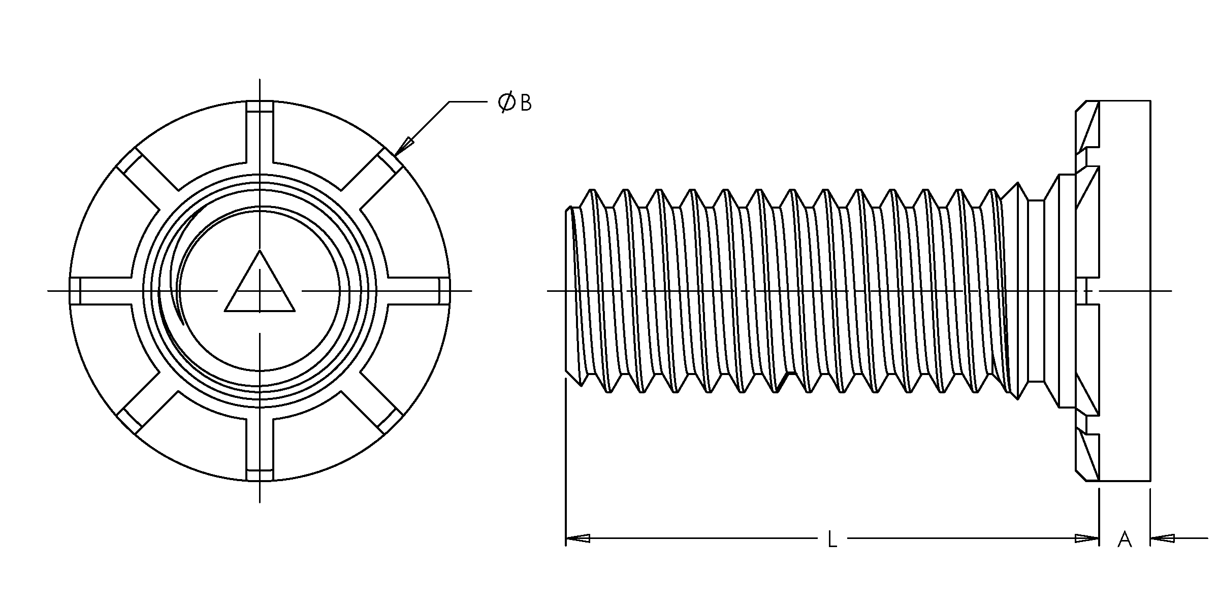 Self-Clinching Stud, Wide Head, Steel, Zinc, 1/4-20 x 2.000, 50 Pack - Image 2