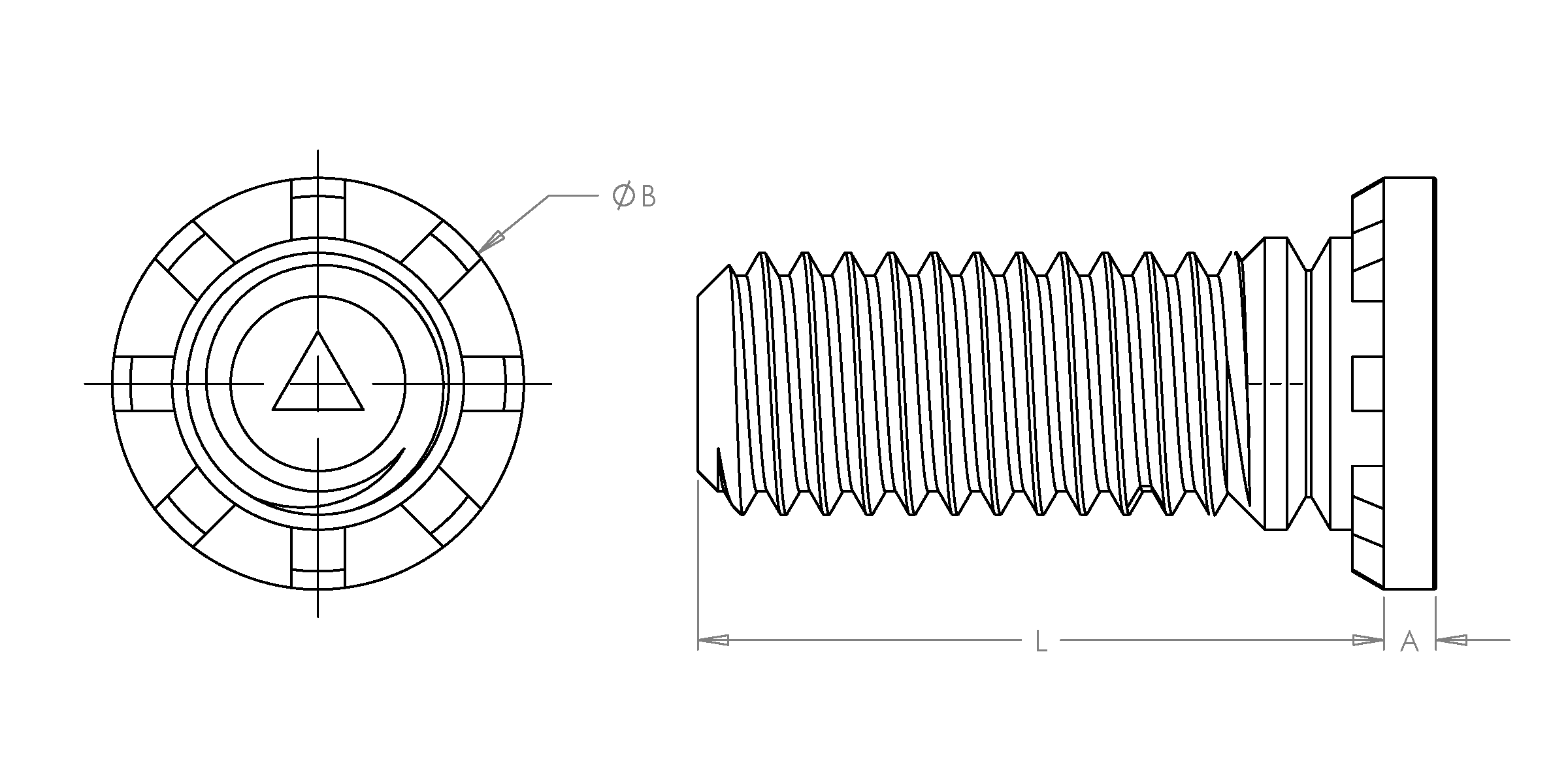 Self-Clinching Stud, High Torque, Phosphor Bronze CDA-510, 10-32 x 0.750, 100 Pack - Image 2