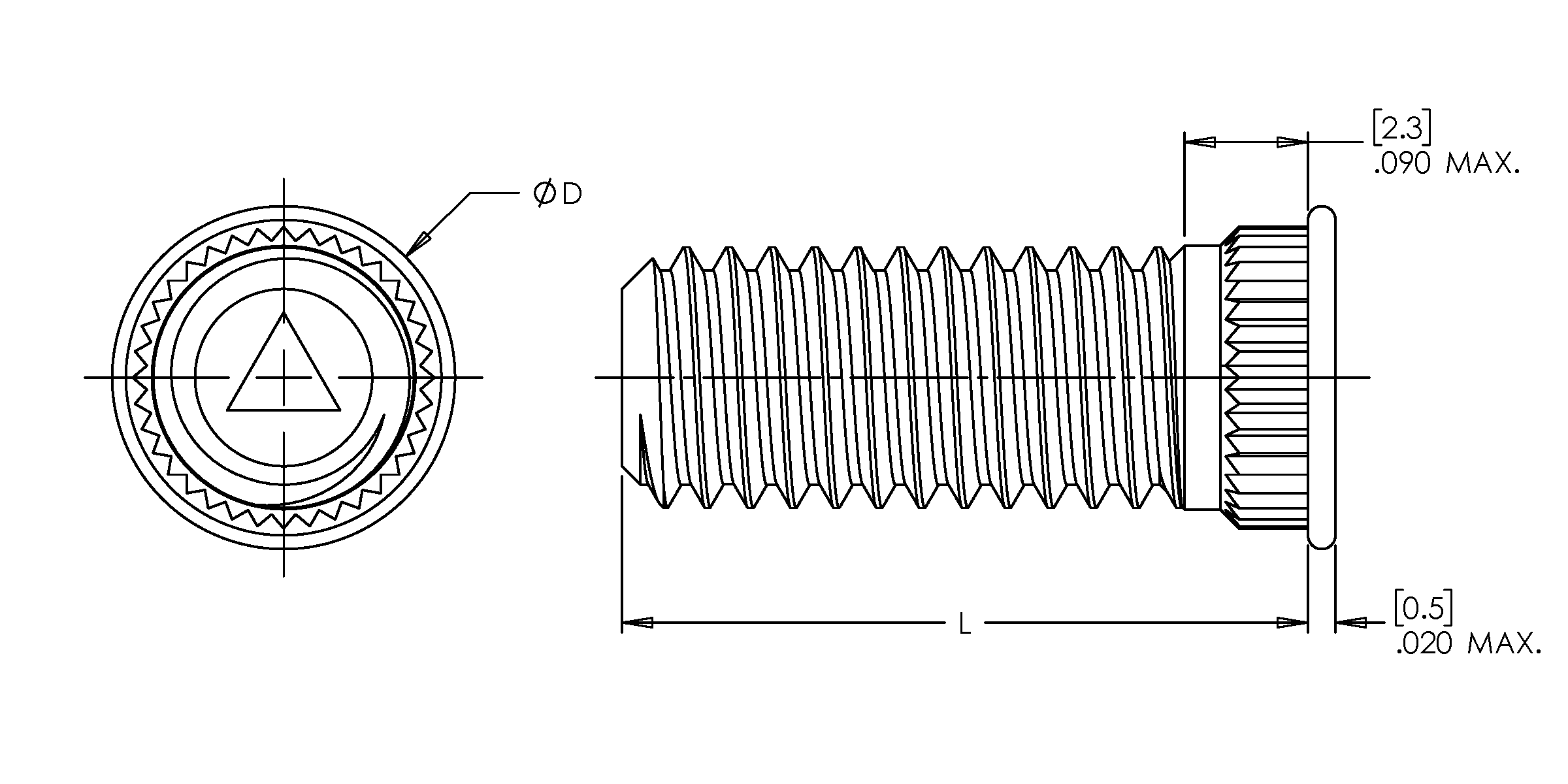 Broaching Stud, Phosphor Bronze CDA-510, Electro Tin, 10-32 x 0.625, 100 Pack - Image 2