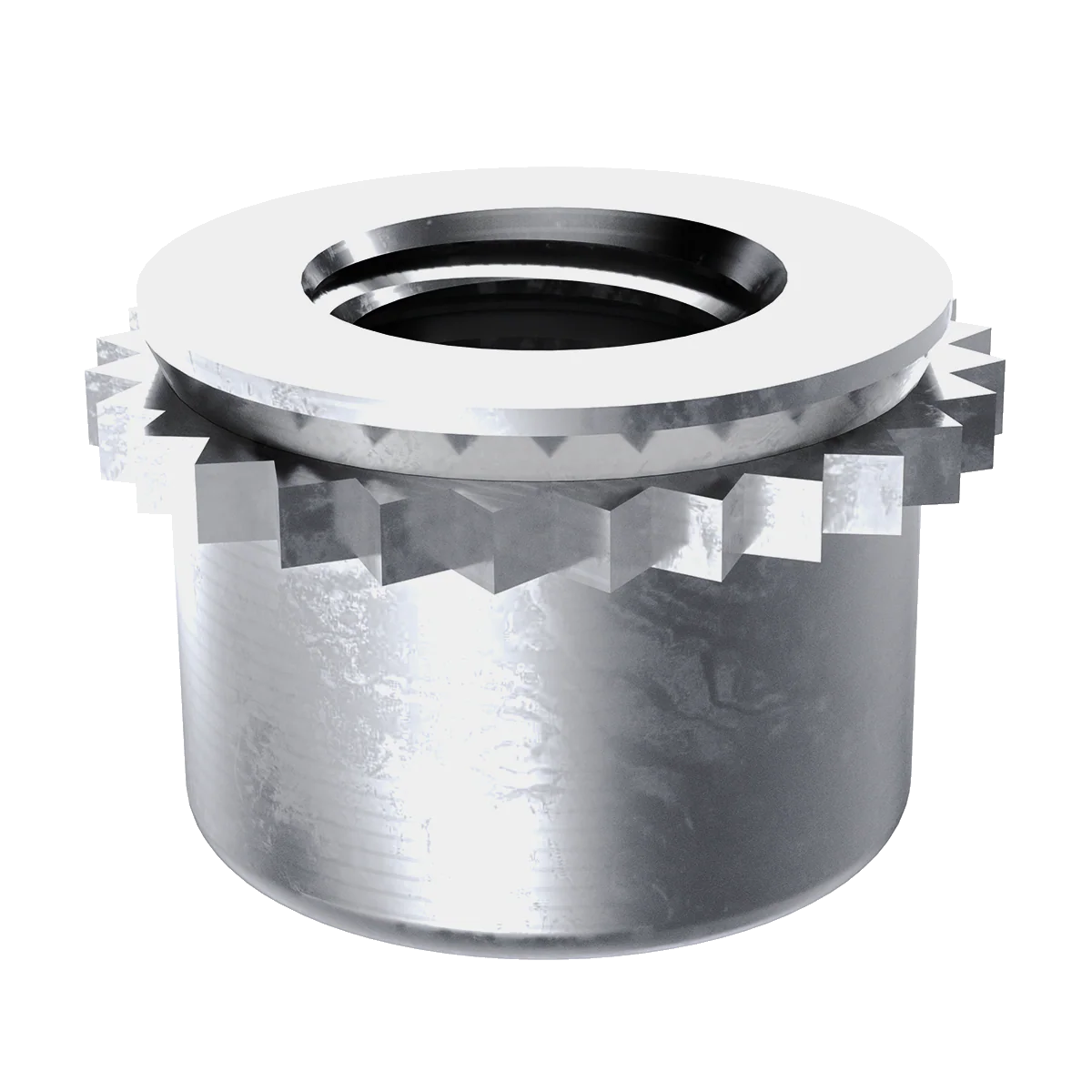 Self-Clinching Nut, Top Collar Lock Self-Clinching Nut, Steel, Zinc Clear, Metric, M3x0.5, 100 Pack