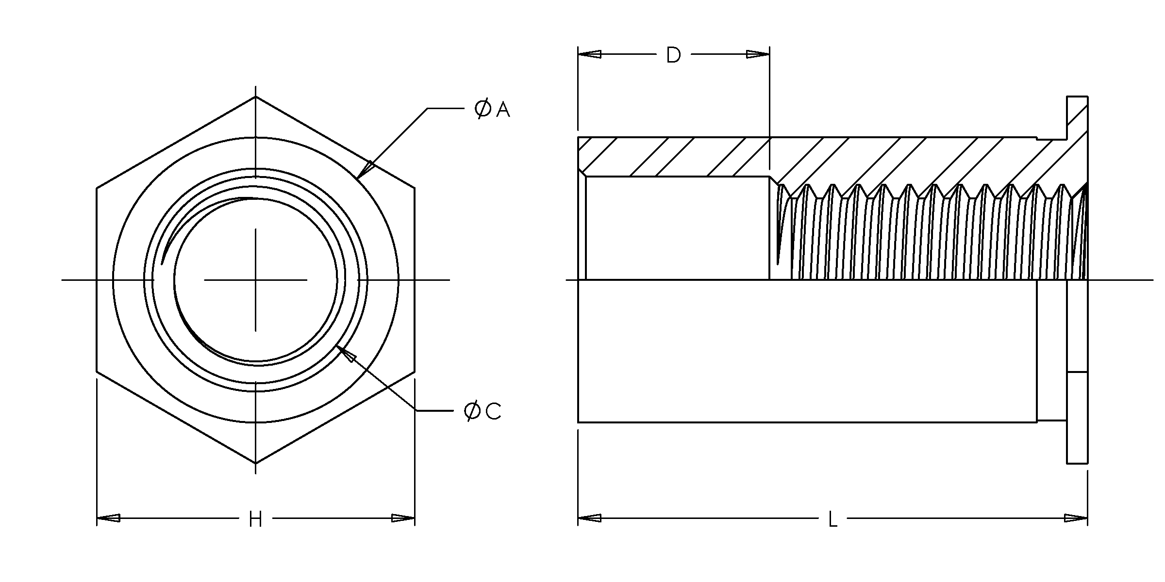 Self-Clinching Standoff, Through Threaded, 7075-T6 Aluminum, M3.5x0.6 x 18, 100 Pack - Image 2