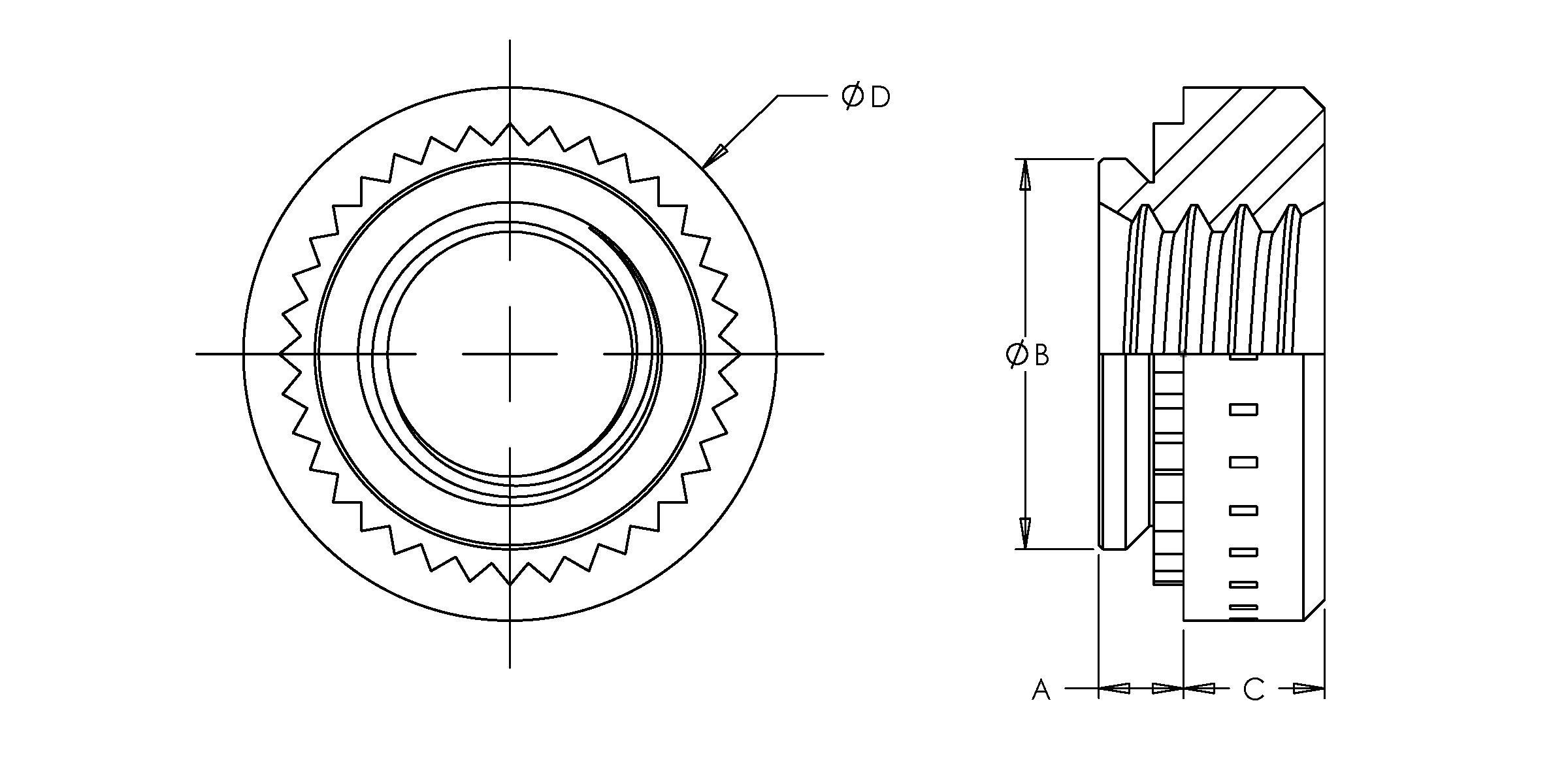 Self-Clinching Nut, For SS, 17-4 Stainless Steel, Passivated, Metric, M4x0.7 x 0, 100 Pack - Image 2