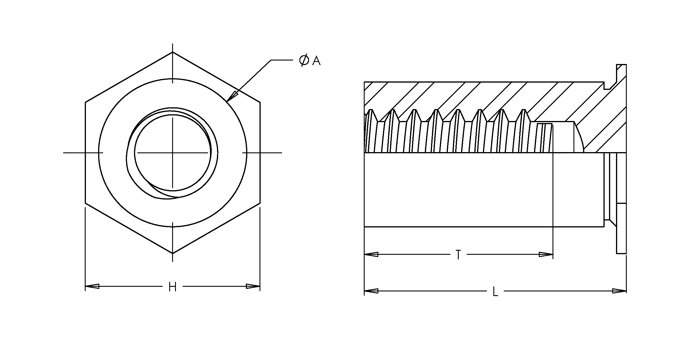 Self-Clinching Standoff, Thin Sheet, 7075-T6 Aluminum, 2-56 x 0.375, Partial Thread, Hole Dia.: 0.166, 100 Pack - Image 2